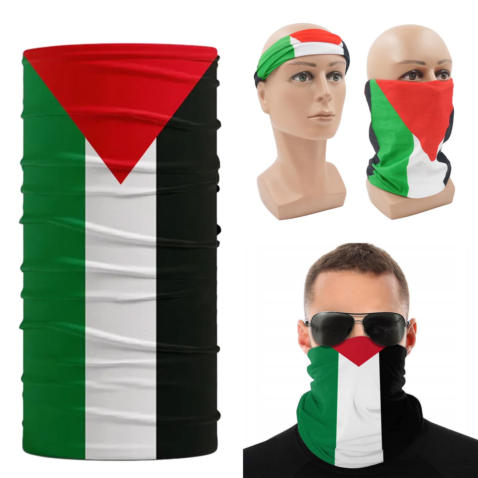 SportLife Palestine National Flag Bandana Half Coverage Breathable Face-Cover Fishing Riding Outdoor Sports Sun Protection Bandana Scarf Accessorie