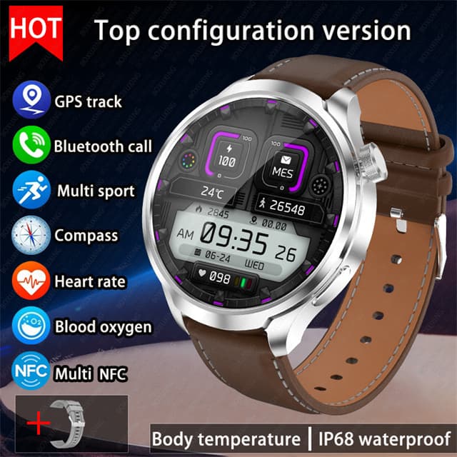Montre connectée Huawei 1,85 pouce pour hommes, étanche, avec boussole, suivi GPS, NFC, Bluetooth, appels