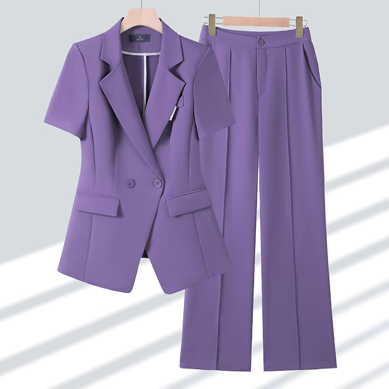 Women's Clothing Purple Short Sleeved Small Suit Jacket Summer Thin High End Casual Professional Suit