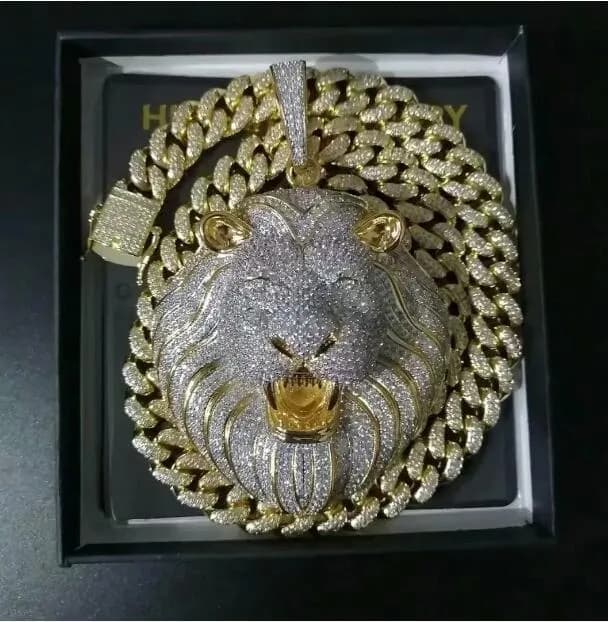 cuban k mens jewelry hip hop Iced out pendant designer necklace bg dia big pendants lion animal rapper accessories chain