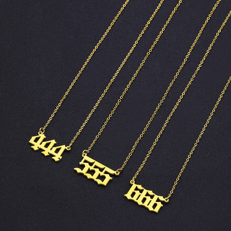 fashion lucky digital pendant 111-999 stainless steel necklace women's all-match clavicle chain ins style accessories