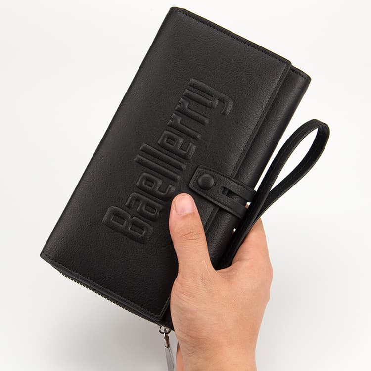 baellerry men's clutch bag retro solid color large capacity letters clutch bag anti-theft zipper handbag