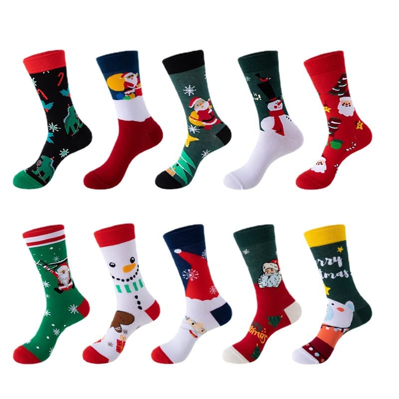 Unisex Christmas Crew Socks, High-Street Festive Socks, Cotton Blend Streetwear Holiday Accessories