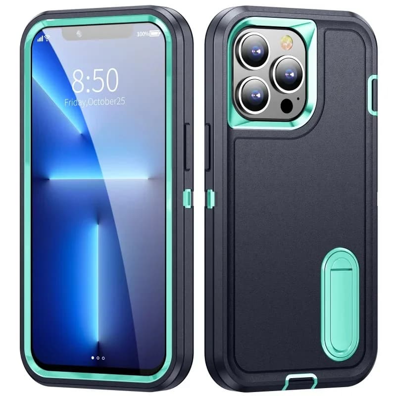 PKCASE Heavy Armor Shockproof Case For iPhone 16 15 14 13 12 11 Pro Max PLUS Metal Bracket Phone Cover For iPhone Hard shell