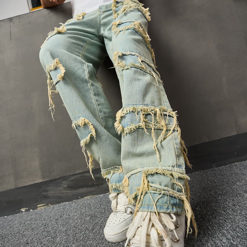 Men's Clothing 2024 New Retro Wide-Leg Jeans Trend Slacks High Street Wide-Leg Pants