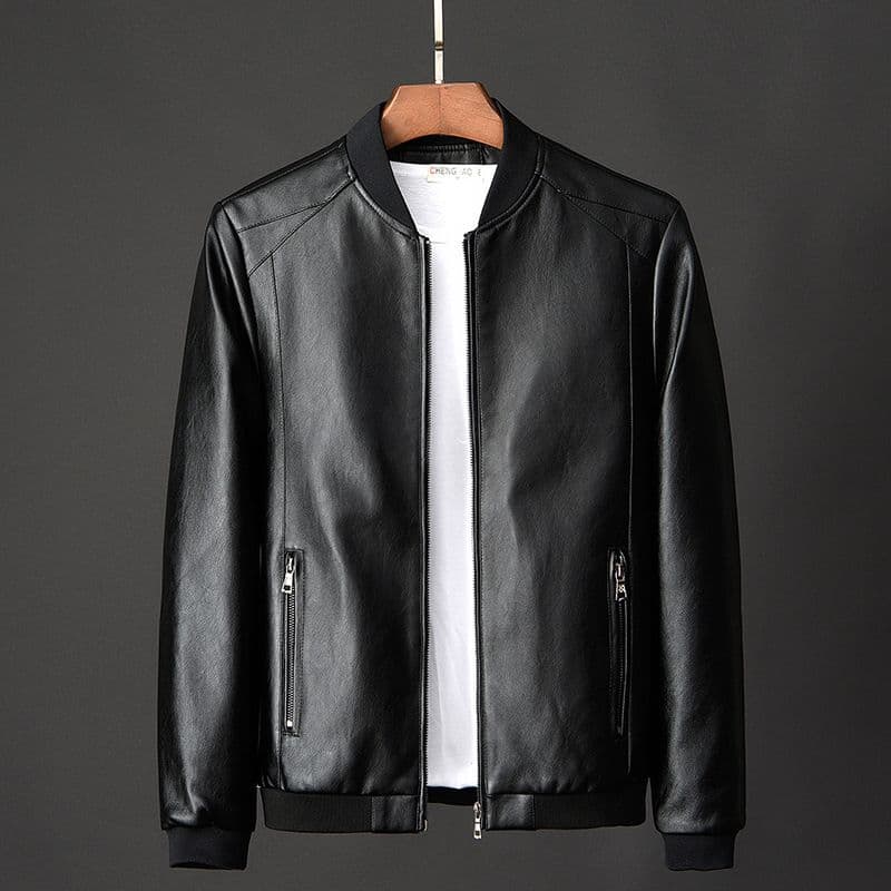 Men's Clothing 2024 New Autumn Stand-up Collar Trendy Leather Jacket, Men's One-piece Drop Shipping