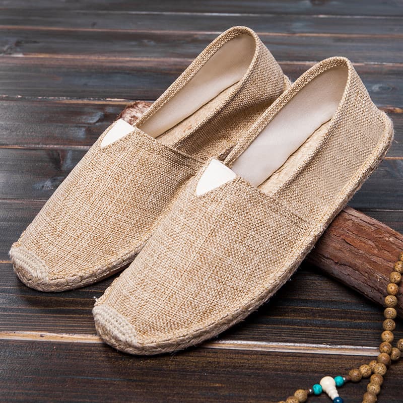 Summer And Autumn New Hemp Soled Wearing Grass Weaving Fisherman For Lazy Men, Linen Casual Canvas Shoes