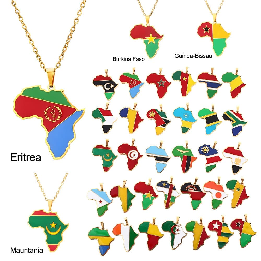 Stainless Steel Oil Drops Africa Map Ivory Coast Rwanda Egypt Uganda Necklace Jewelry