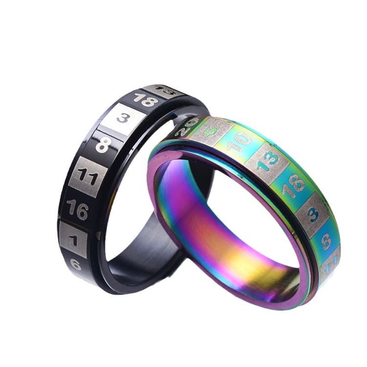 Titanium steel digital rings can rotate couple rings seven color personalized hand jewelry accessories