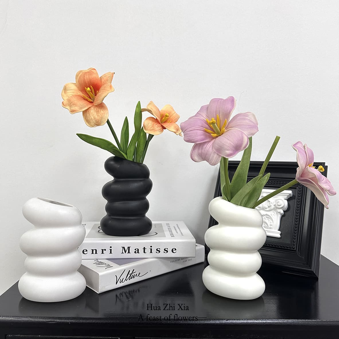 Creative Vase INS Style Light Luxury High-end Irregular Pebble Home Plastic Ornament Living Room Flower Arrangement