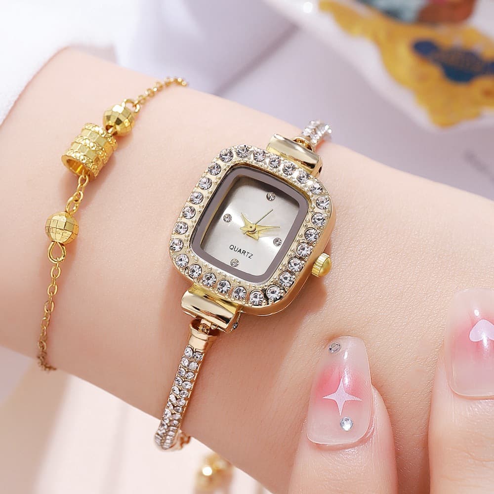 Ladies Square Small Dial Bracelet Watch Hot-Selling Thin Strap Women's Quartz Watch Elegant One-Piece Design For Live Broadcast