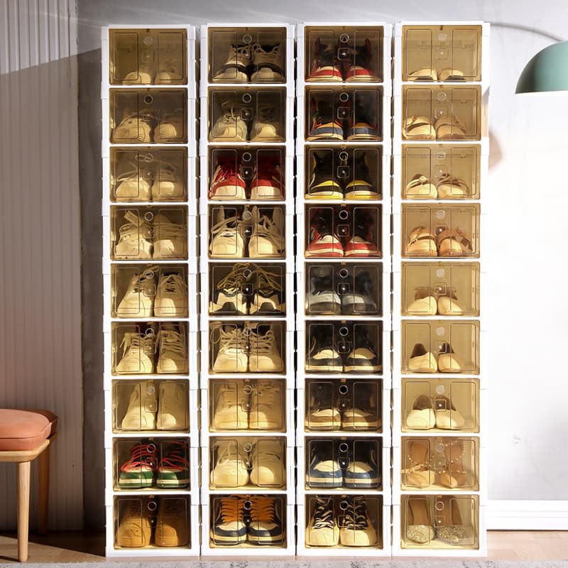 Free Installation Clip Shoe Storage Box Transparent Short Boots Foldable Shoe Cabinet Living Room Plastic Shoe Storage