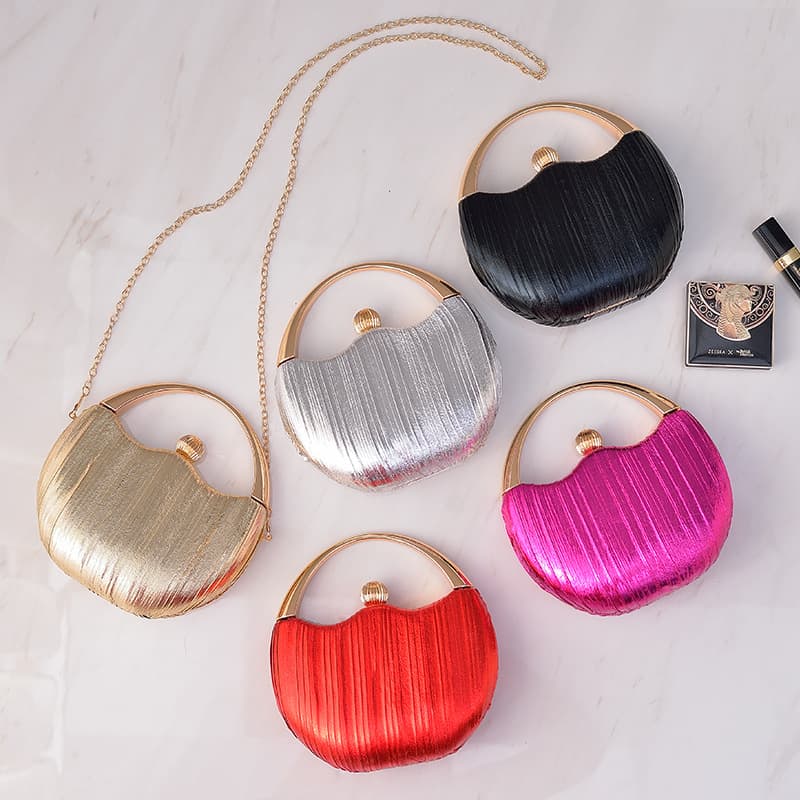Retro Women's PU Leather Clutch Shoulder Bag For Dinner Parties And Banquets Round Shape Fashionable Dress Wallet