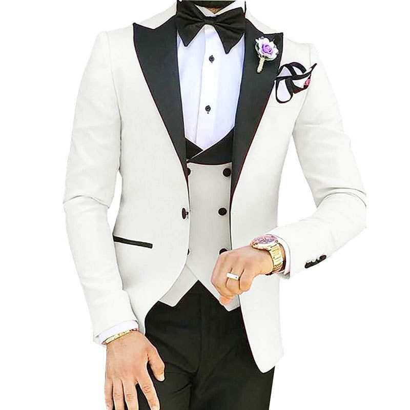 British Style Three Piece Set For The Groom, Groomsman, Wedding Banquet, Suit, Slim Fitting Dress