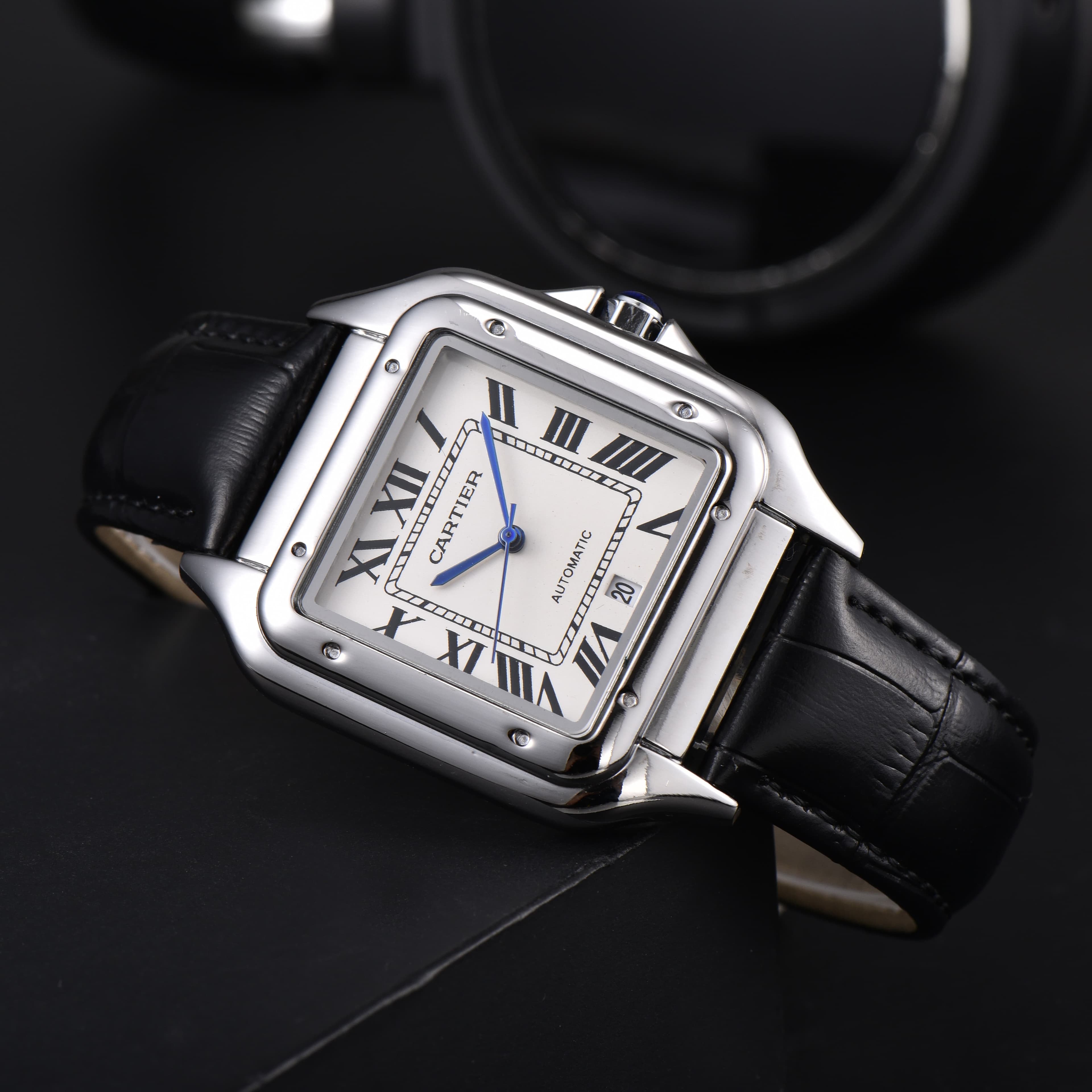 Montre homme à mouvement quartz, design carré classique, tendance incontournable