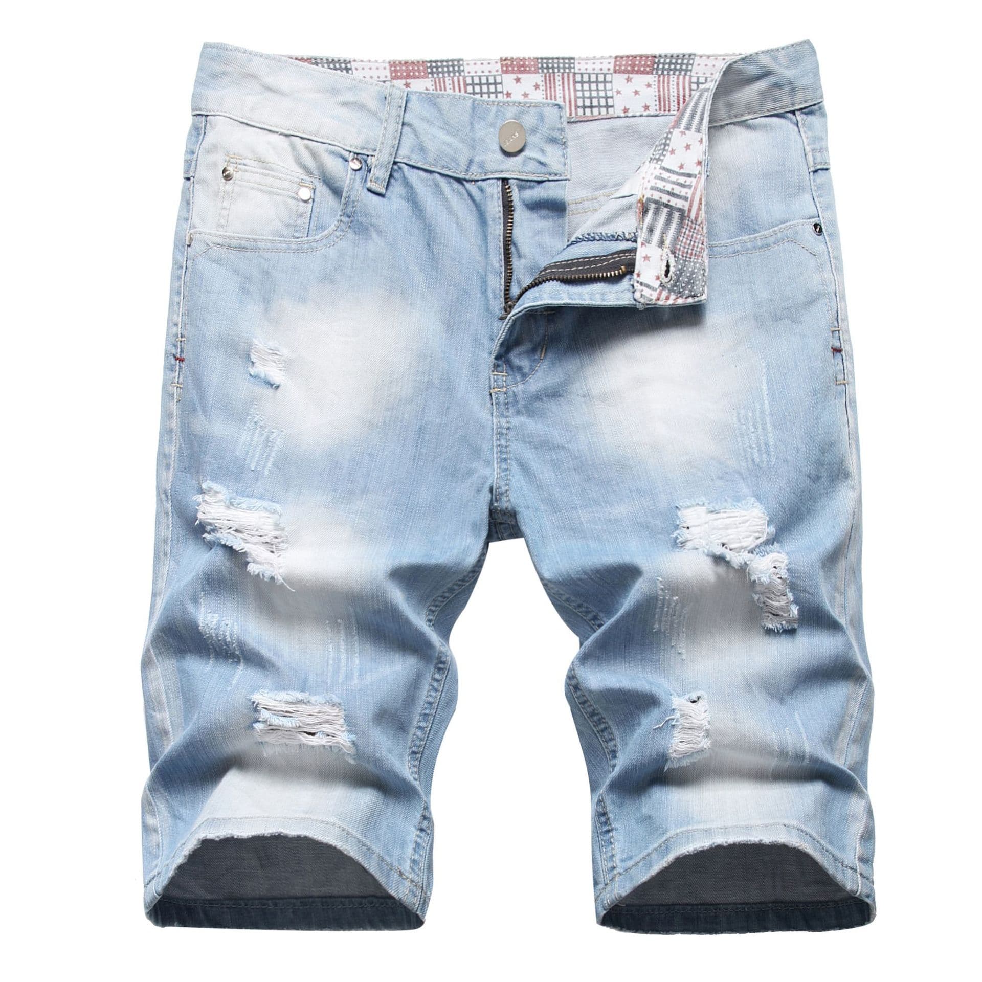 Men's clothing in stock 2024 ashion brand jeans straight men's slim trousers trendy youth Denim Shorts
