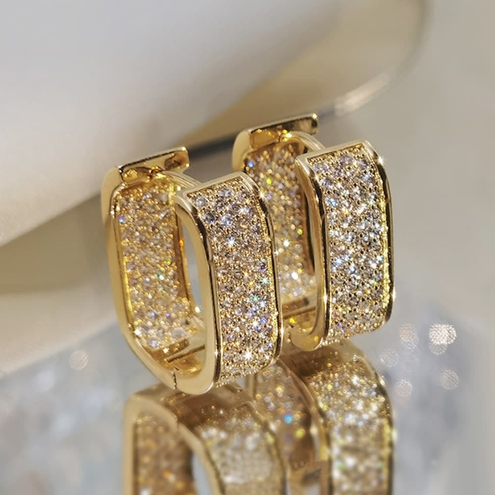 Light luxury micro inlaid zircon earrings young ladies fashion earrings jewelry