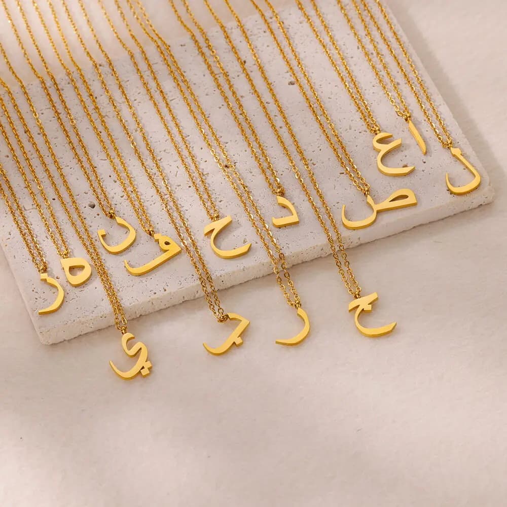 Hot Selling Fashion Personality Casual Cut Arabic Letter Pendant Stainless Steel Necklace