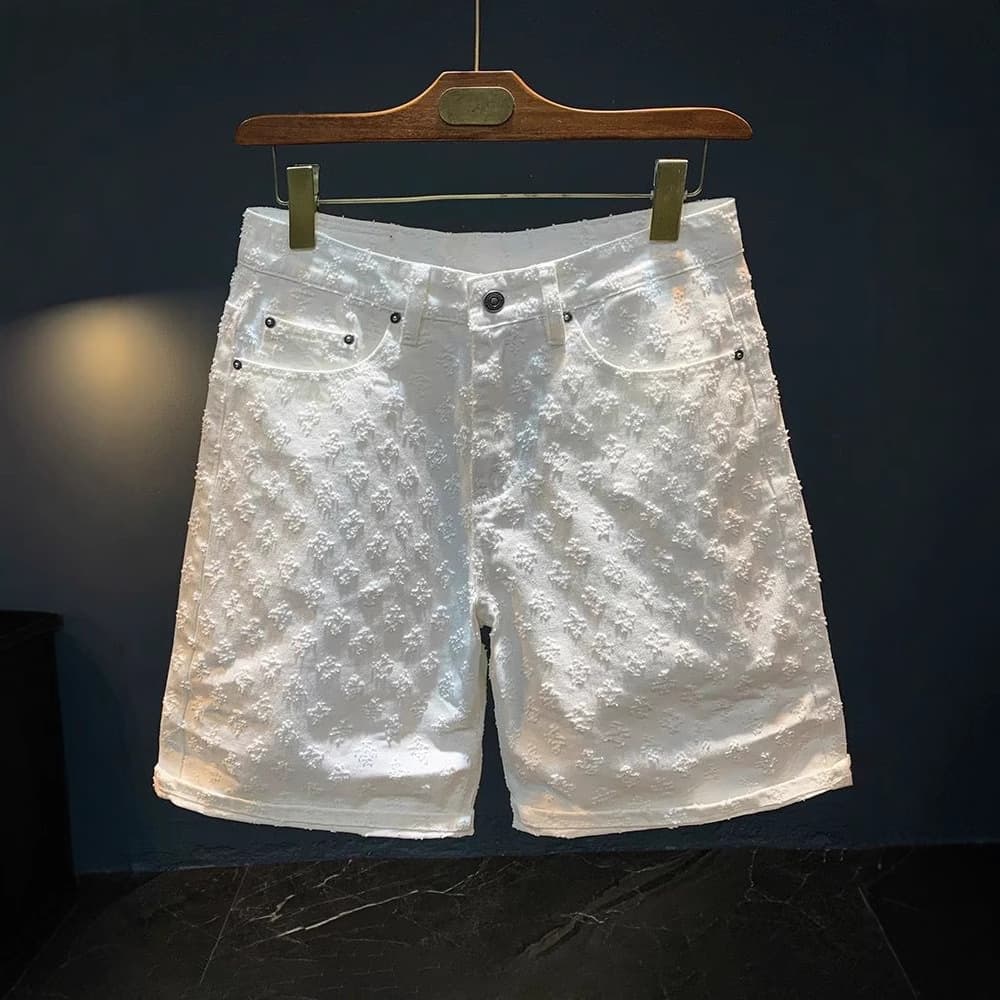 Men's Clothing Light Luxury Trend Slim Fit Casual Ripped Denim Shorts Men Spring And Summer New Fashion Print Five Point Sports Pants