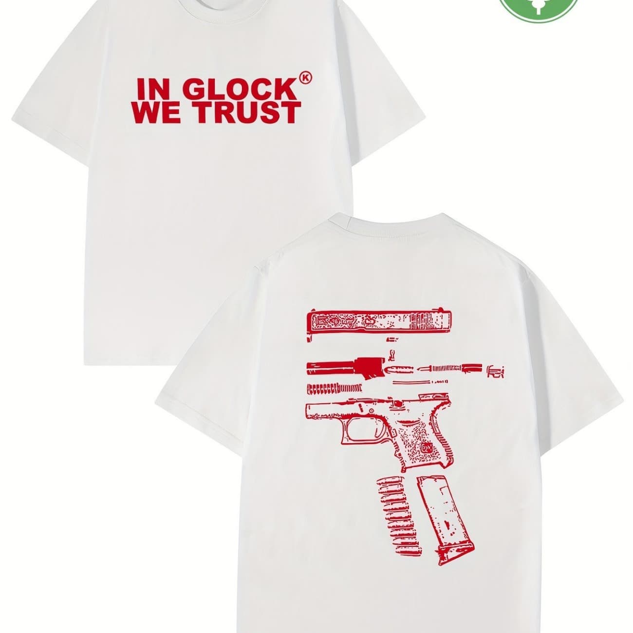 Herren-T-Shirt Mit Grafik Im Glock-Stil, 100 % Baumwolle, Schweißableitend, Atmungsaktiv, Hochwertiges Freizeit-T-Shirt Für Einfache Bewegung, Perfekt