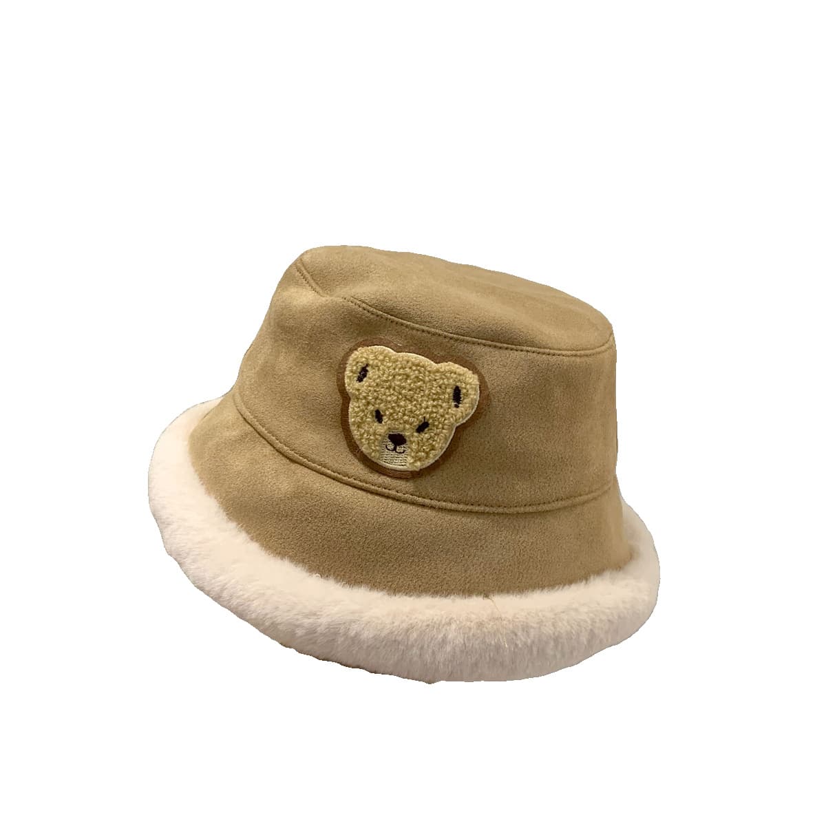 Kids'hats Autumn and winter Bear Boys and girls Fisherman hat Children's thick plush basin hat baby warm hat