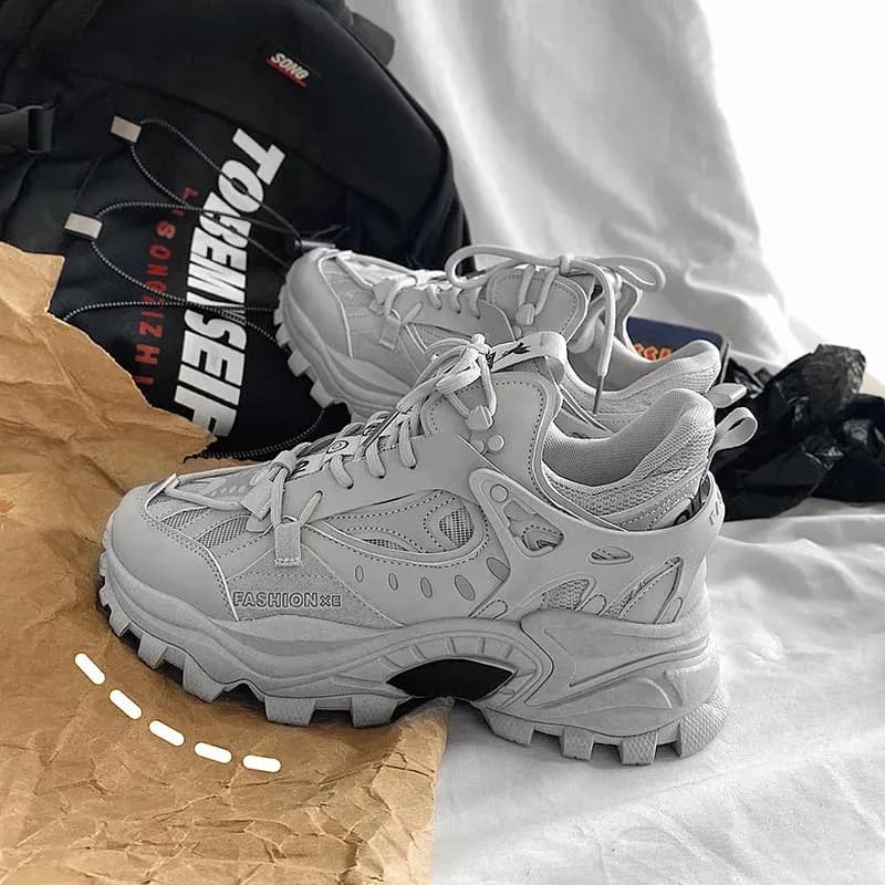Fashion Chunky Sneakers For Men Comfortable Man Casual Shoe Outdoor Anti Skid Male Vulcanize Shoes Tennis Thick Sole 44
