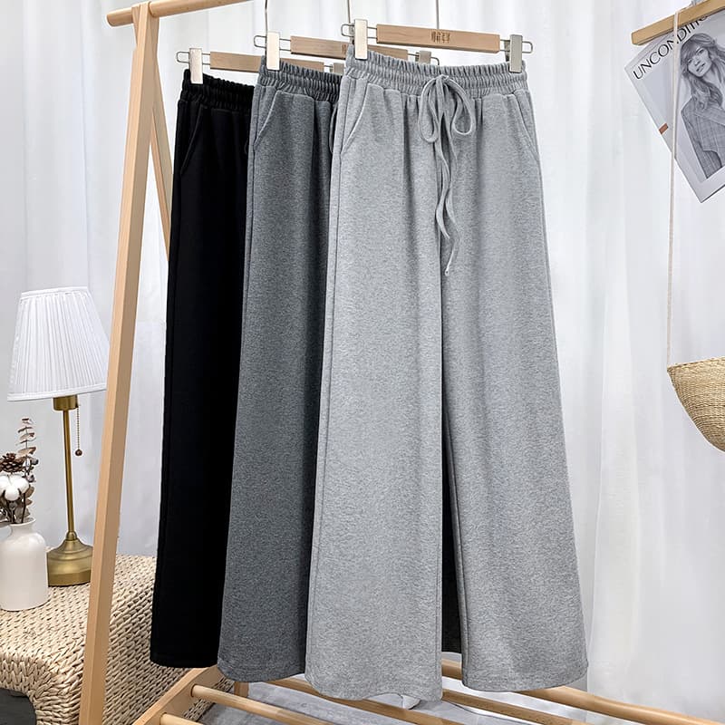 Women's High Waist Wide Leg Pants - Soft Linen Blend Fabric, Comfortable Loose Fit Casual Trousers For Summer & Spring, Straight Cut With Pockets