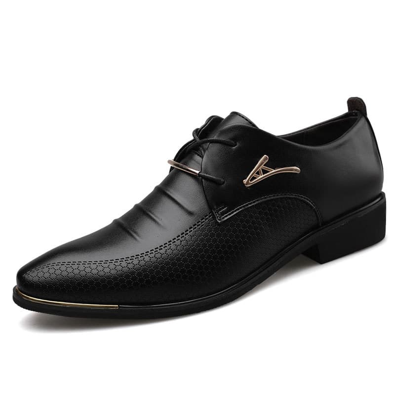 Spring New Plus Size Leather Business Formal Shoes, Men's Lace Up Casual Shoes