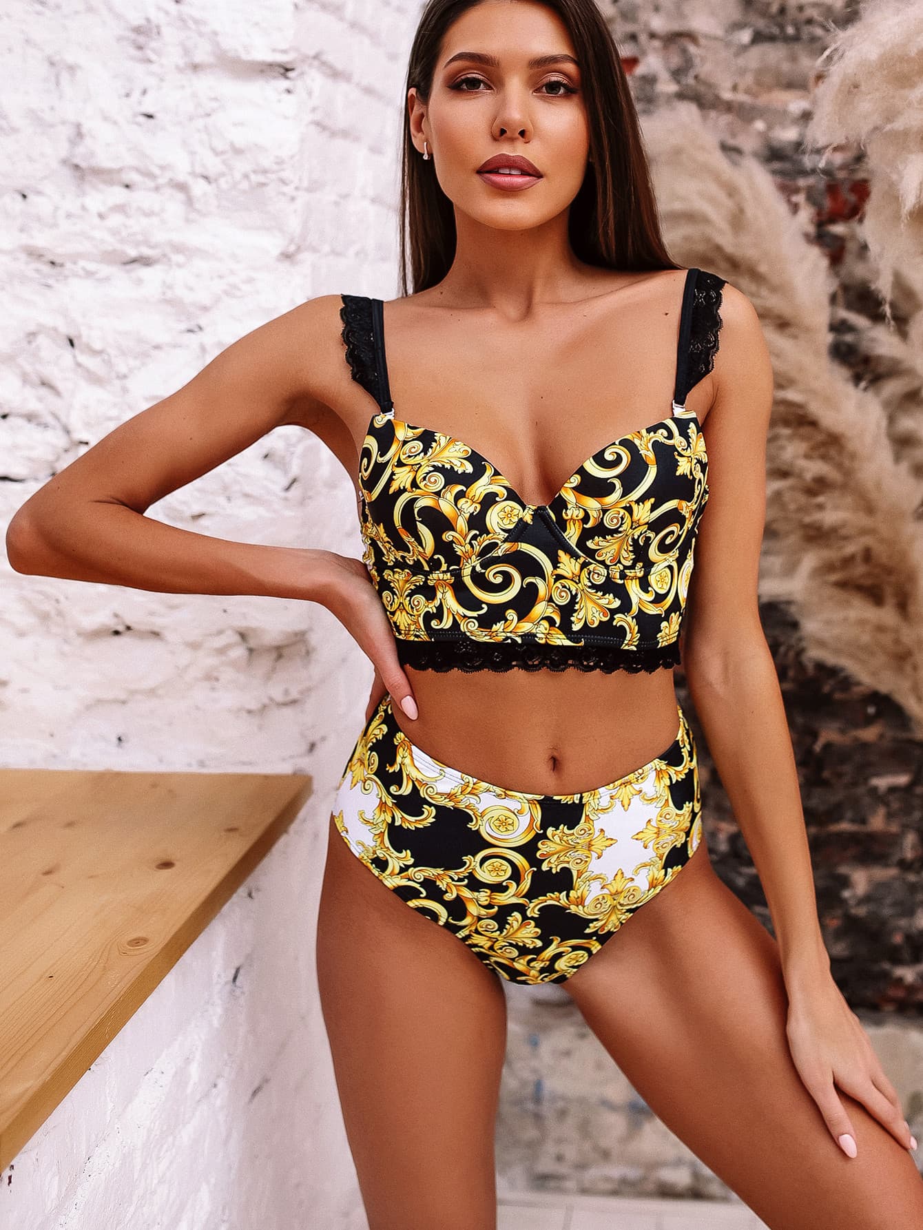 Women's hot style swimsuit split swimsuit lace strap bikini B117W