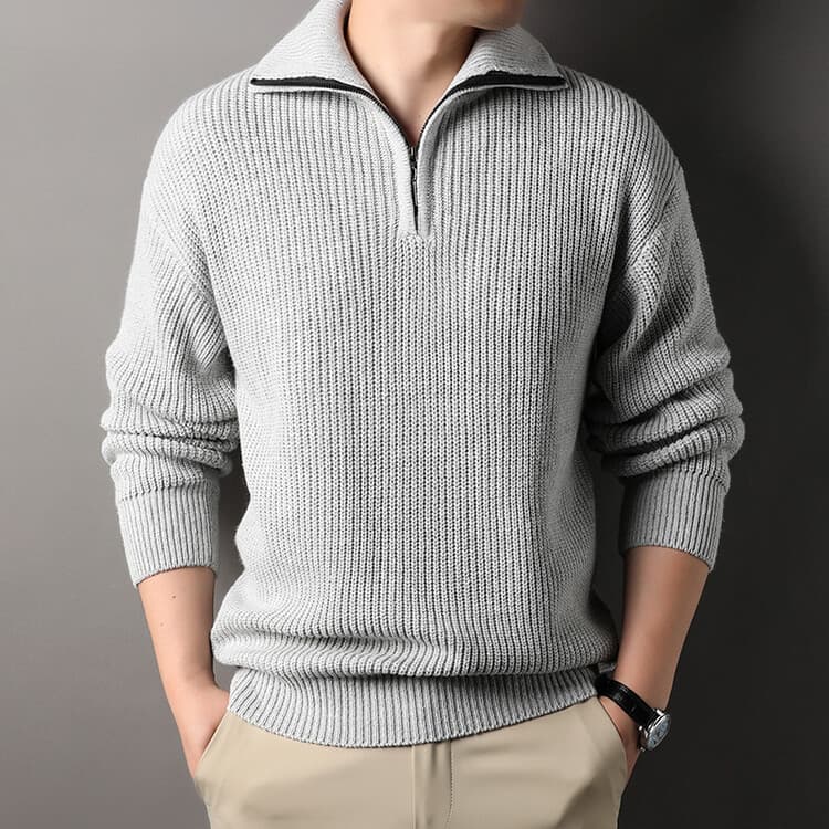 Men's Clothing New Men's Autumn And Winter Half High Collar Sweater Thickened Half Zipper Polo Collar Outer Wear Sweater