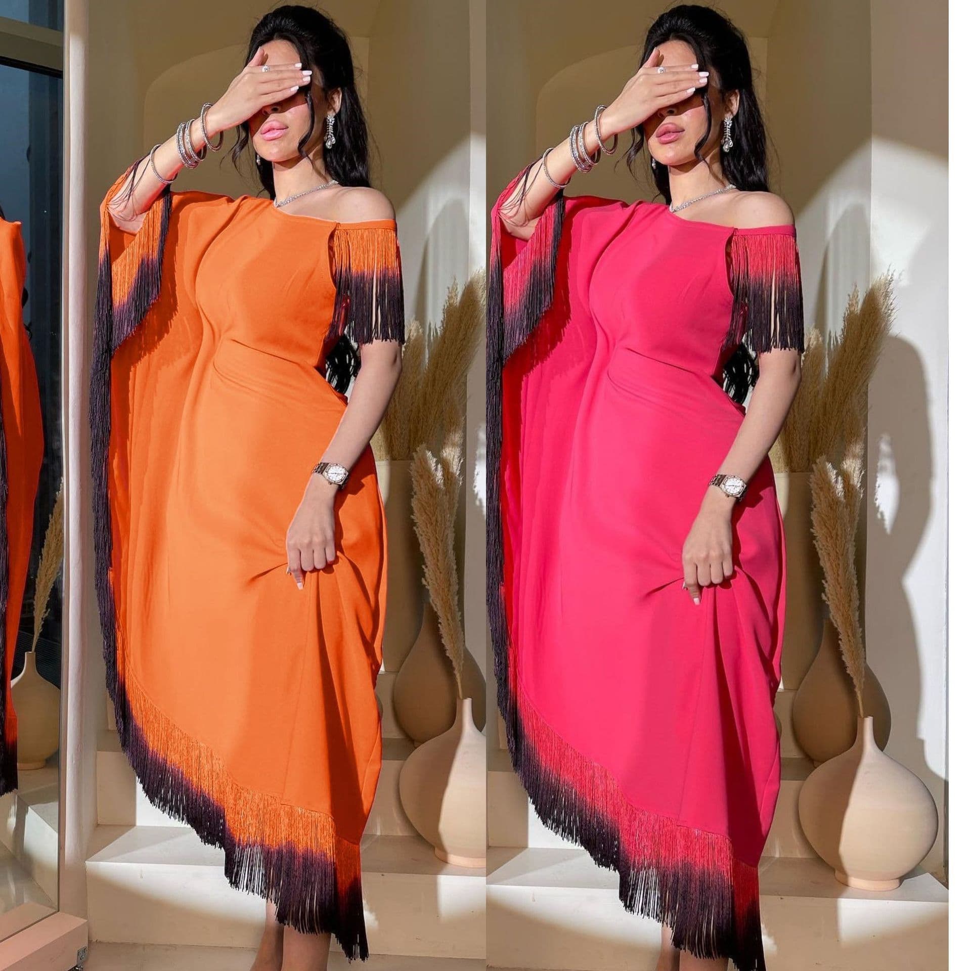 Women's clothing Independent Station Hot Sale New Style Tassel Off-shoulder Irregular Waist Skirt Spot