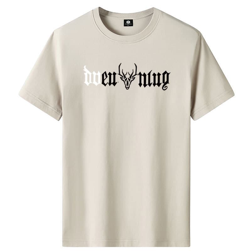 men's clothing short-sleeved T-shirt men's trendy new loose half-sleeved tops printed T-shirt DO deer