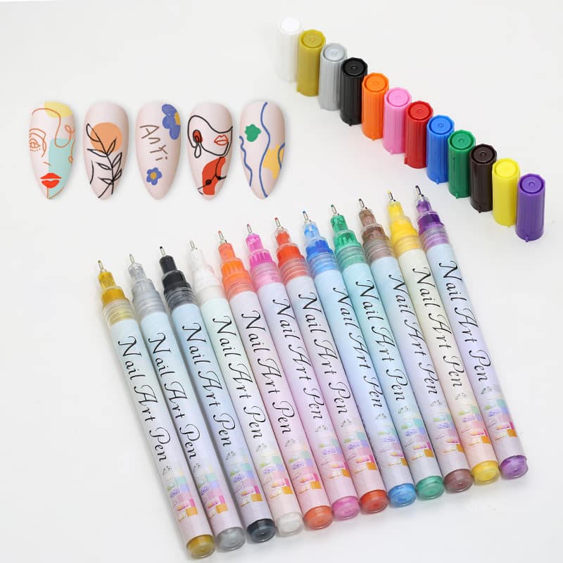 12pcs Nail Art Drawing Graffiti Pen Set Waterproof Painting Liner Brushes Abstract Lines Fine Details DIY Manicure Tools