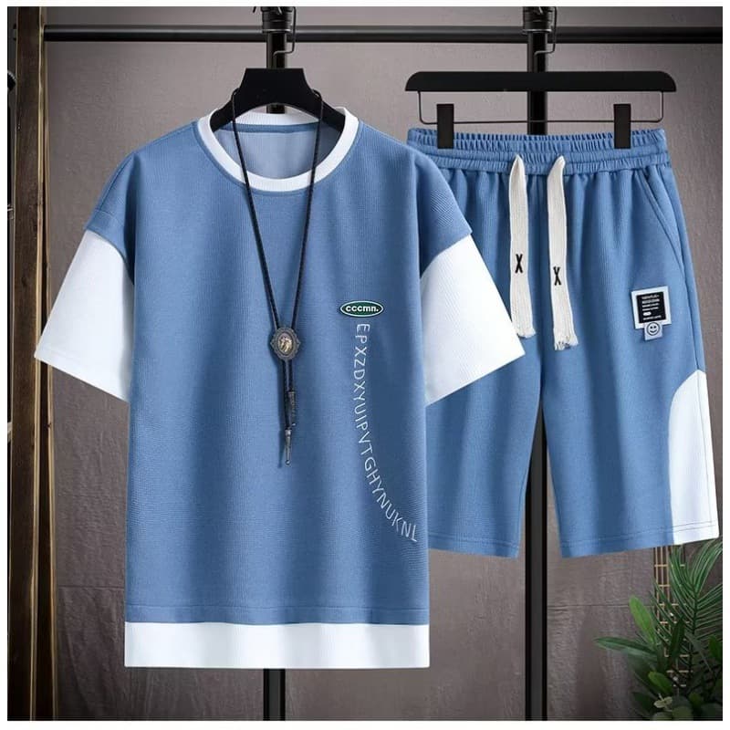 Men's Clothing Sports Suit Short-Sleeved Wear Thin Loose Casual Teenagers Shorts