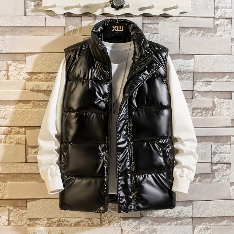 Men's Fashion Stand Collar Vest Sleeveless Jacket - Lightweight Quilted Puffer Gilet For Streetwear & Casual Wear (Black, M-4XL)