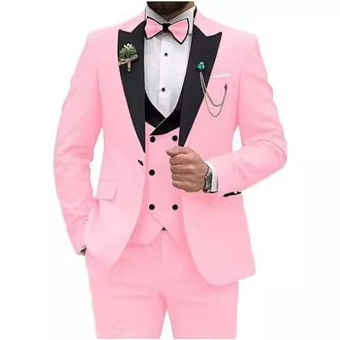 Men's 3-Piece Slim Fit Suit Set – Formal Wedding, Banquet & Party Tuxedo With Vest, Blazer & Trousers, Elegant & Versatile Styling For Grooms