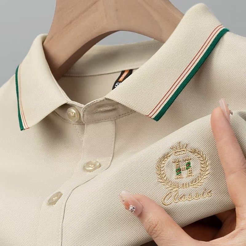 New Men's Polo Shirt Summer Business Style Short Sleeve T-Shirt Thin Embroidered Top