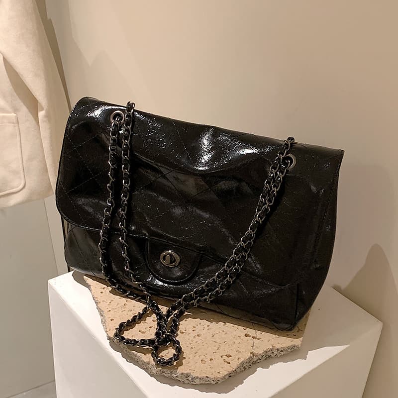 New Women's Shoulder Bag Large Capacity Commuter Bag Retro Women's Shoulder Underarm Bag Diamond Grid Chain Women's Bag
