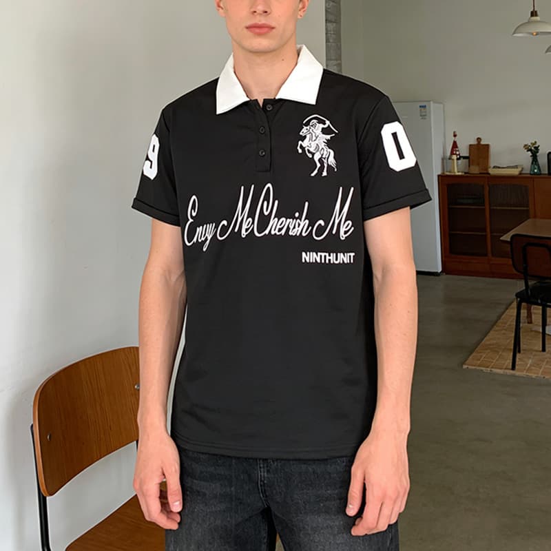 Y2K Short Sleeve POLO Shirt Men's Clothing Printed Pattern Top Dark Gothic Vintage Summer Street Wear
