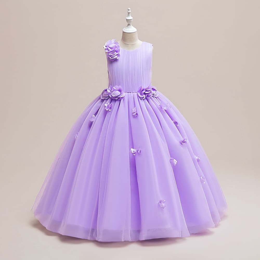 2024 spring new evening dress Princess dress three-dimensional applique mesh fluffy dress party host