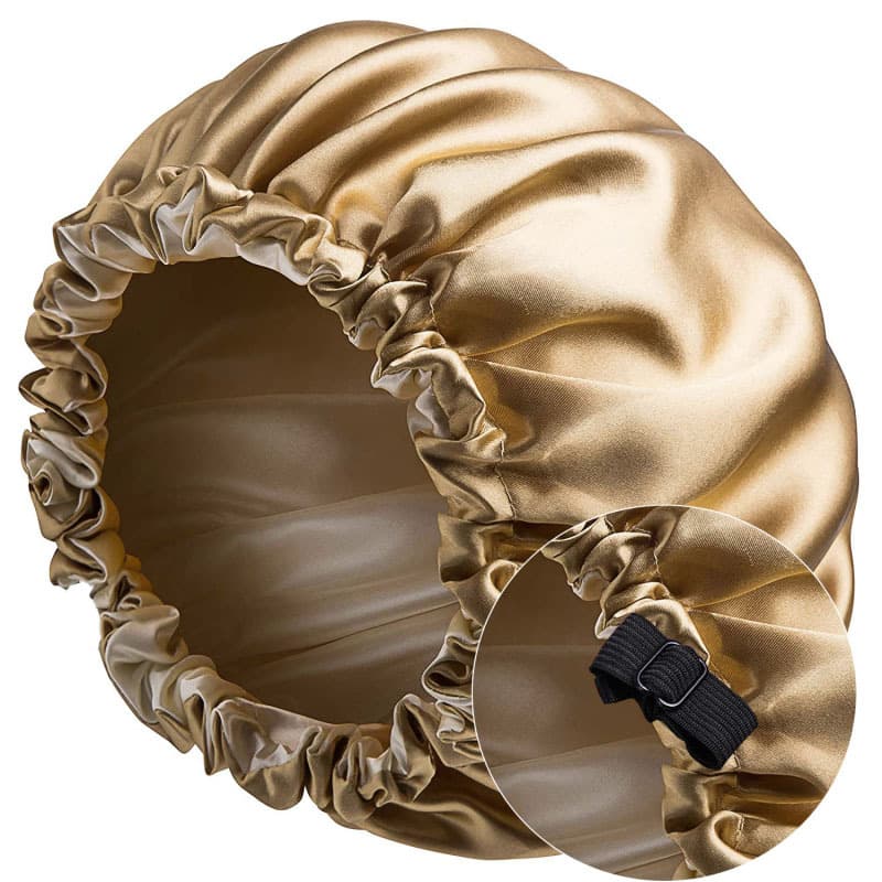 Nightcap double layer satin large lace nightcap solid color large round cap adjustment chemotherapy hat