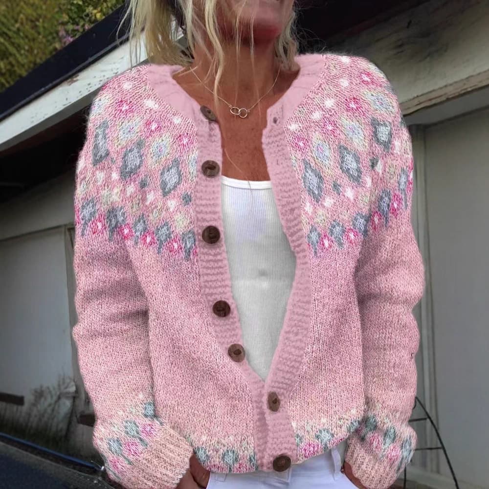 Ethnic Jacquard Knit Cardigan | Boho Pullover Sweater (S-5XL, 30+ Colors)​
