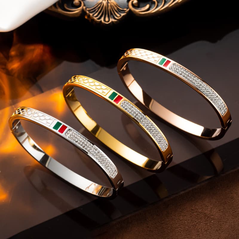 Double G Gujia Tianium Seel Korean Buckle Bracele Bracele Ins Wind Ligh Luxury Sainless Seel Oil Dropping