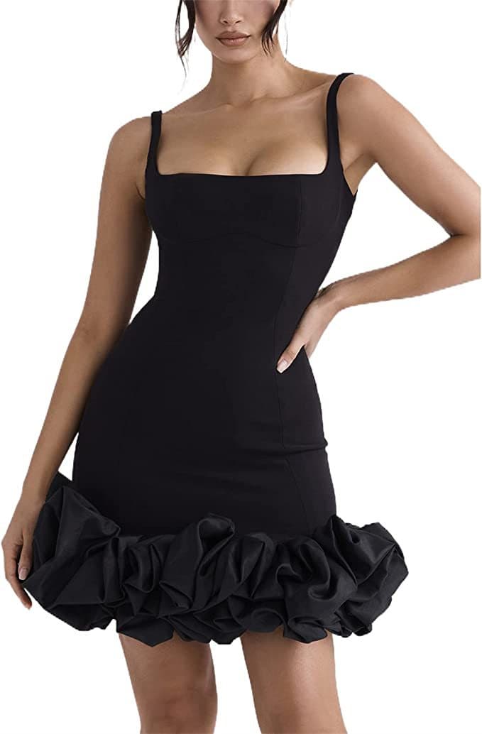 Verve 2025 Women's Strap Tube Top Ruffle Sexy Short Party Little Dress