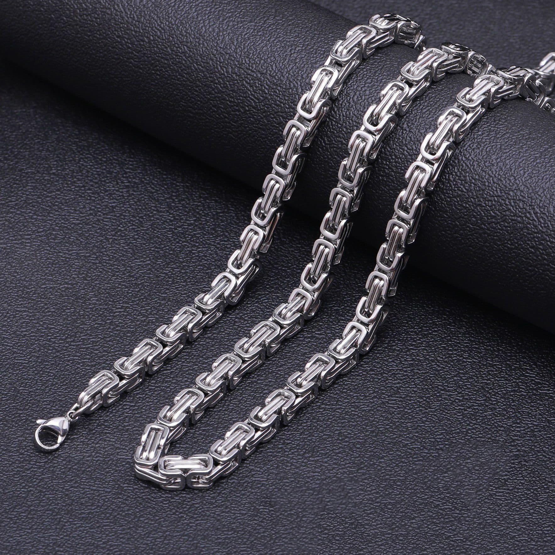Men's Stainless Steel Byzantine Chain Necklace Hip Hop Style Bold Statement Piece Durable Titanium Steel Unisex Jewelry Byzantine Style Colorfast
