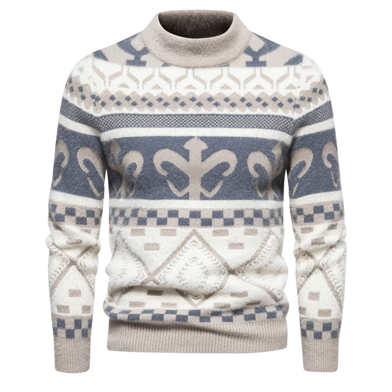 men's sweaters autumn and winter new fashion printed round neck sweaters retro sweaters men's tops