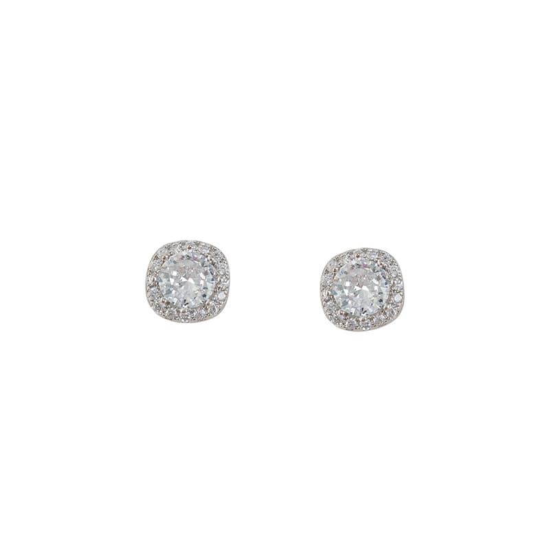 Women's Jewelry Micro Inlaid Zircon 925 Silver Needle Square Geometric Simple Earrings Supply Chain Earrings