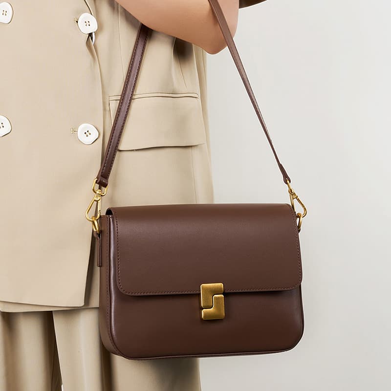 Genuine Leather Bag Women's Bag Spring And Summer Messenger Bag Ladies Commuting Single Shoulder Bag Small Square Bag Cowhide Bag