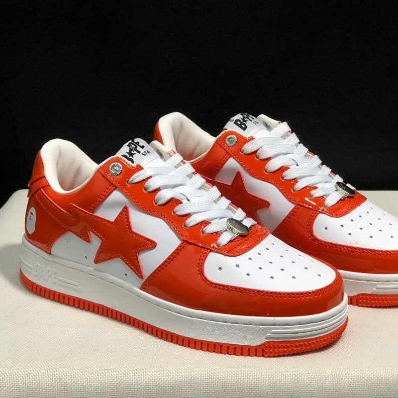 Bapes Sta To Low Ape Head Chaussures de sport basses en cuir laqué classique
