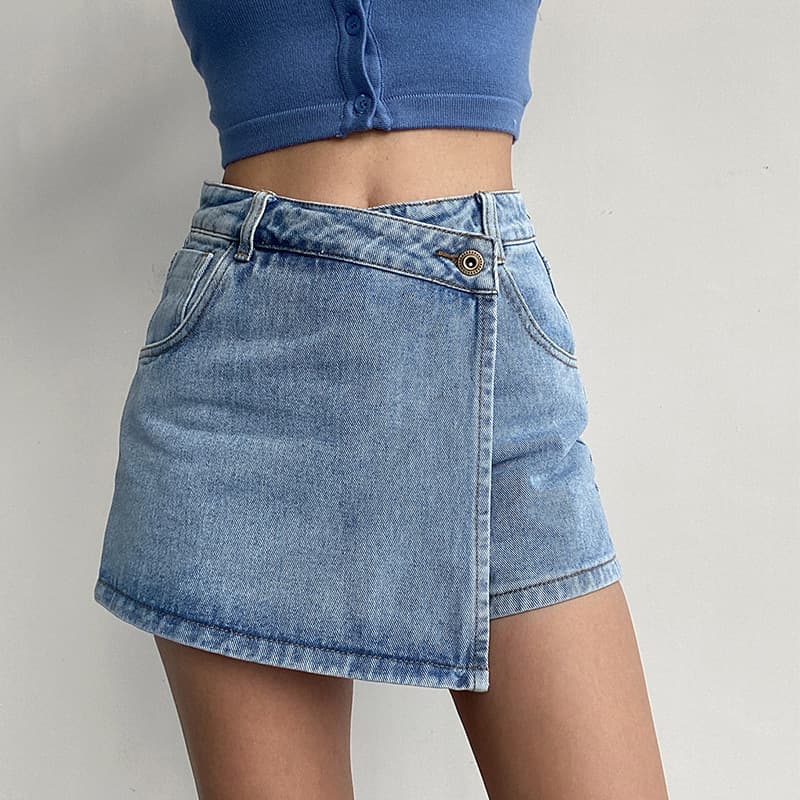 Large Size European And American Style Denim Short Skirt For Women High Waist Anti Exposure Skirt Summer Hot Girl Design A Line Short Skirt Pants
